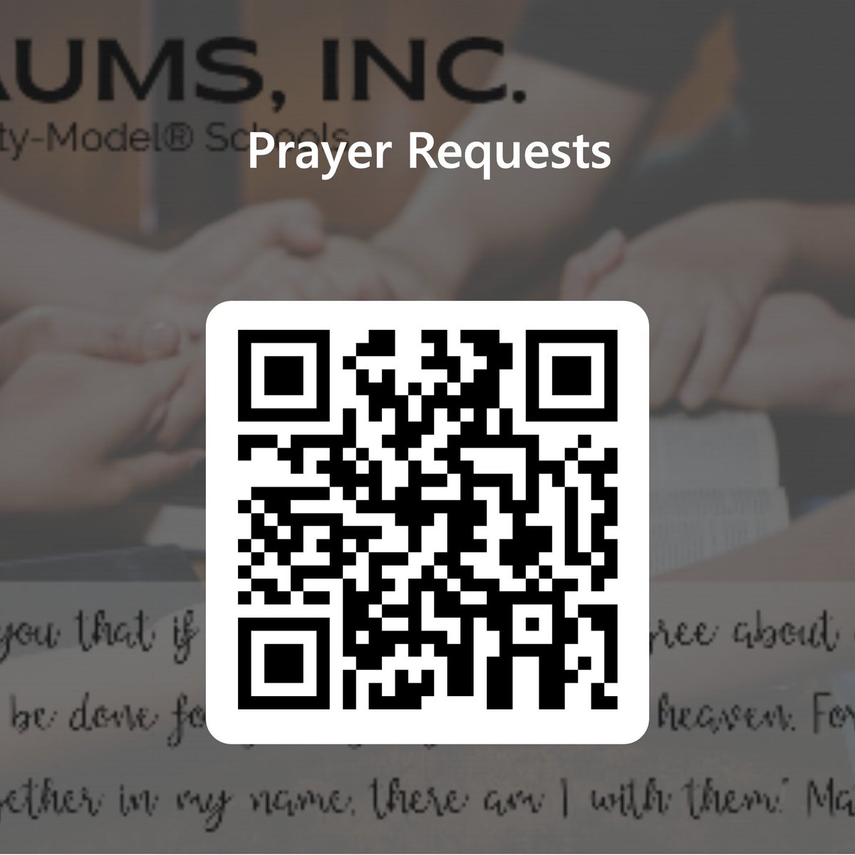 umschools's tweet photo. The 2023 UMSI Summit is next week! We want to pray for you! Please fill out the form here: https://t.co/3hWNH7UraL OR scan the QR Code! Matt 18:19-20 https://t.co/Bugqq0RPGk