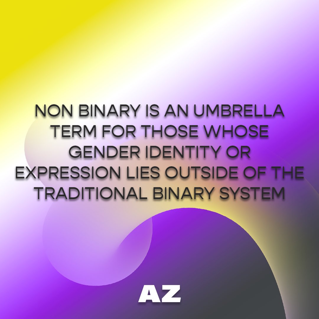 azmaguk's tweet photo. Happy International Non Binary Day 💛🤍💜🖤
Non Binary is an umbrella term for those whose gender identity lies outside of the traditional gender binary 💫
#azmaguk #qtibpoc #internationalnonbinaryday #nonbinary #genderisasocialconstruct #genderisnotbinary https://t.co/hBIN8cSUFw