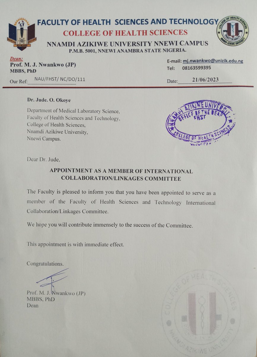 okoyeojay's tweet photo. A charge to do more from @unizikofficial. It is time to go higher on the world universities ranking list through research and innovation #Project200. I thank the VC & Dean for the opportunity to serve.
My dream is not only to serve Nigeria but also African commonwealth countries https://t.co/hS0KPyhE7E