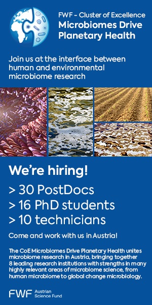 🦠🌍microplanet.at Interested in working with us in Austria on how 'Microbiomes Drive Planetary Health'?  &gt;30 PostDoc &amp; &gt;16 PhD positions available in our Cluster of Excellence. Wide range of topics at the interface of environmental &amp; medical microbiome sciences  <a href="/FWF_at/">FWF</a>
