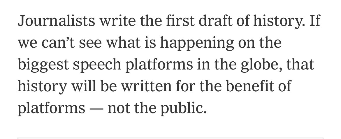 Big Tech has been closing down public access to data from their platforms. Thanks to to @mariaressa @daphnehk @brandonsilverm @mozilla and others who have been fighting for transparency.