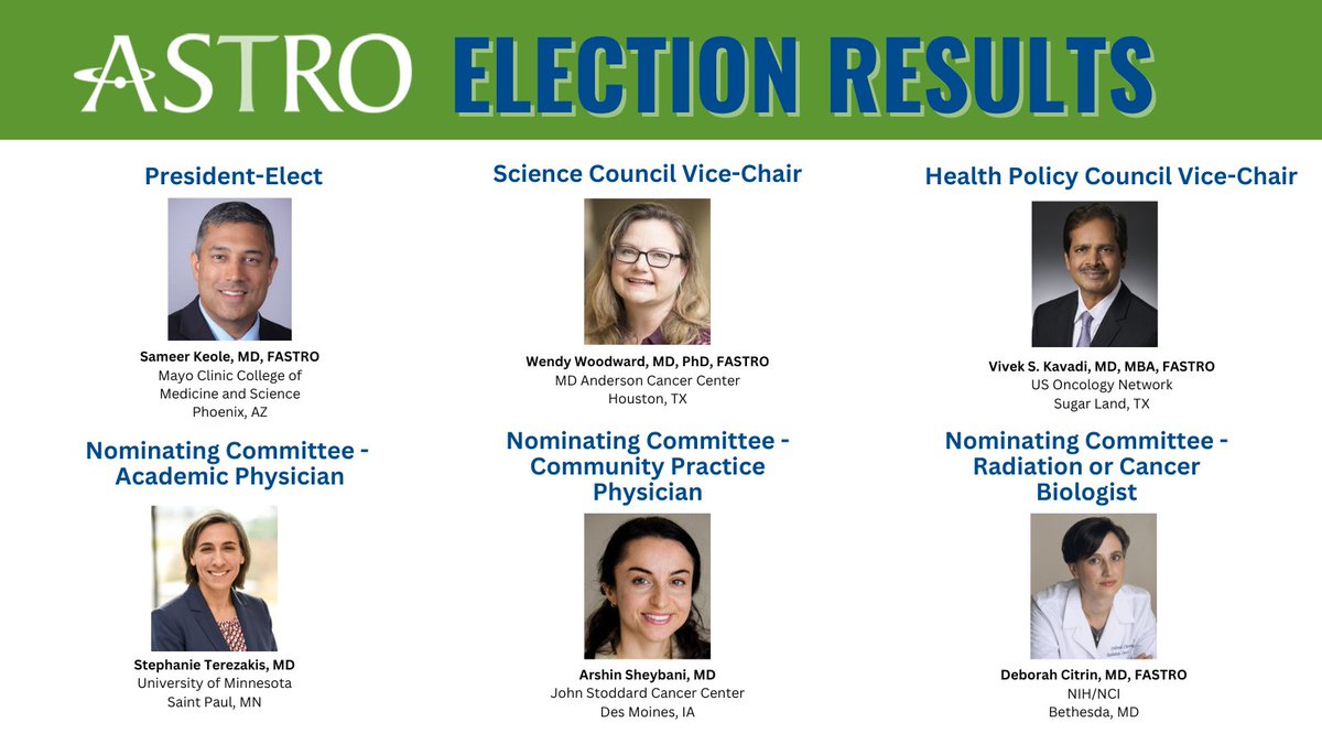 ASTRO (@astro_org) on Twitter photo Congratulations to the newly elected members of ASTRO’s Board of Directors. The new officers’ terms will begin on October 3, 2023, during the 2023 ASTRO Annual Meeting. ow.ly/OY9950PbxbZ <a href="/SameerKeoleMD/">Sameer Keole</a> <a href="/IBCradiation/">Wendy Woodward MDPhD</a> <a href="/StephanieTerez1/">Stephanie Terezakis</a> <a href="/DeborahCitrin/">Deborah Citrin</a> Congratulations to the newly elected members of ASTRO’s Board of Directors. The new officers’ terms will begin on October 3, 2023, during the 2023 ASTRO Annual Meeting. ow.ly/OY9950PbxbZ <a href="/SameerKeoleMD/">Sameer Keole</a> <a href="/IBCradiation/">Wendy Woodward MDPhD</a> <a href="/StephanieTerez1/">Stephanie Terezakis</a> <a href="/DeborahCitrin/">Deborah Citrin</a>