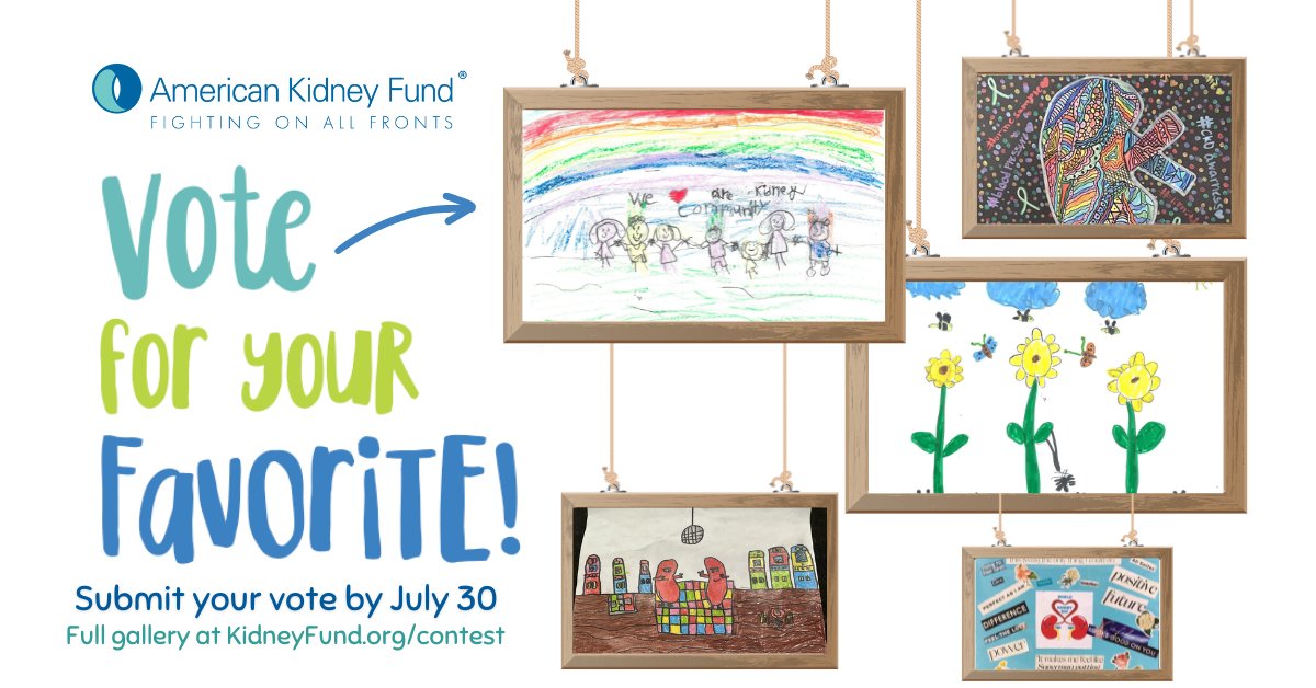 KidneyFund's tweet photo. Thirteen very talented young kidney patients from across the country are hoping to become the cover artist for AKF’s 2024 calendar. Help us choose! Cast your vote for your favorite artwork before July 31! 🎨 Vote now: https://t.co/1hJOYXt1zM https://t.co/4ArJnQaQTS