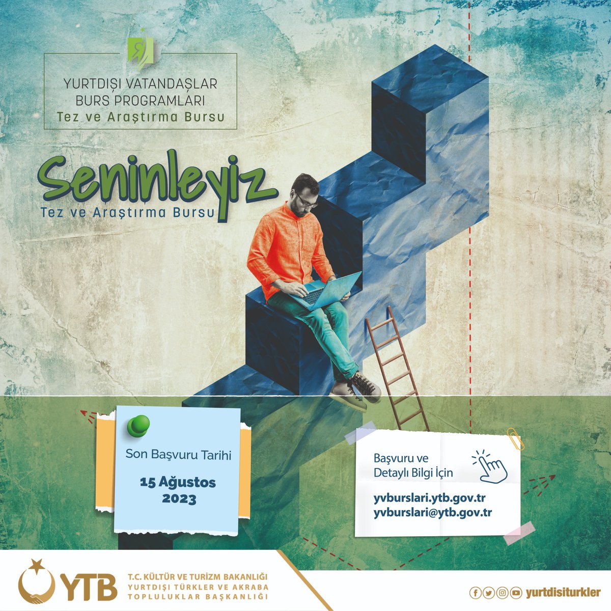 TiflisEgitim's tweet image. Yurtdışı Vatandaşlar Burs Programları başvuruları devam ediyor📢
 #Seninleyiz
 
🔸Tez ve Araştırma Bursu  
🔸Lise Bitirme Sınavı Başarı Bursu   
🔸Prof. Dr. Fuat Sezgin Üstün Başarı Bursu

Detaylı bilgi için⬇️
yvburslari.ytb.gov.tr

@tcmeb @mebabdigm @mebyyegm @TCTiflisBE