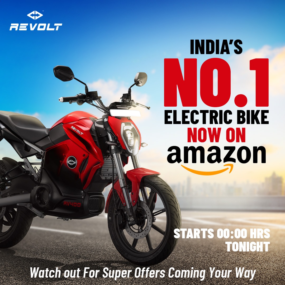 RevoltMotorsIN's tweet photo. We're electrifying @Amazon from tonight!
Add India's No.1 Electric Bike to your Amazon cart starting midnight today !!
#Revolt #Amazon #AmazonPrimeDay #Offers #Primeday #emojiexpression #JoinTheRevolution #RV400 #ALLElectric #RideTheRevolution https://t.co/1Wj3En7gA1