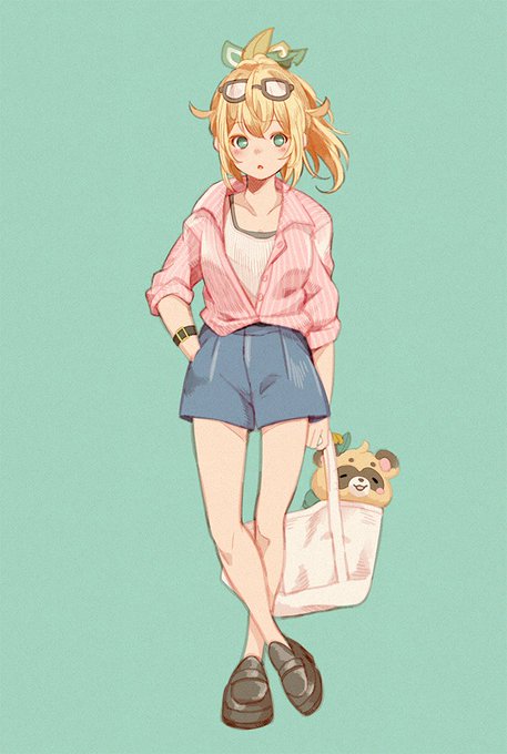 「blonde hair denim shorts」 illustration images(Latest)