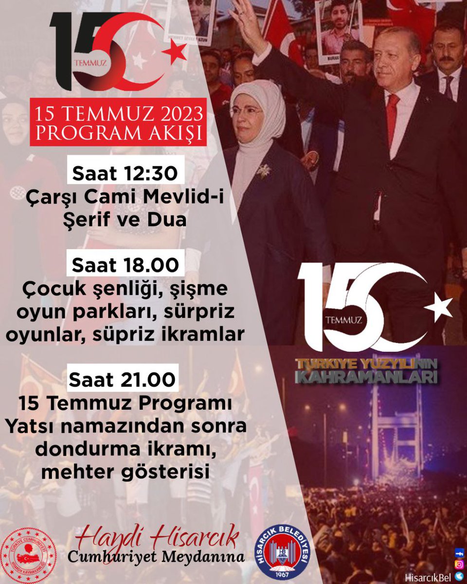 #Türkiyeaşkına Haydi #Hisarcık

#15Temmuz #DemokrasiveMillibirlikgünü

#victoryofDemocracy
#KütahyaHisarcık