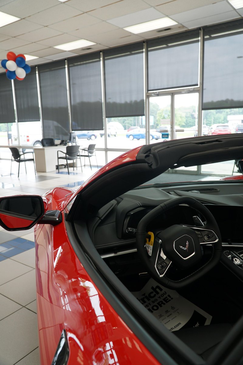 HertrichFam's tweet photo. Coming in red-hot, its #FunCarFriday with the 2023 Corvette Stingray. This Corvette is slick, sharp, and speedy, including a convertible option perfect for mid-summer heat. Shop this and other new cars here: https://t.co/Ap8lVXuJm3 https://t.co/tu47ojaCSQ