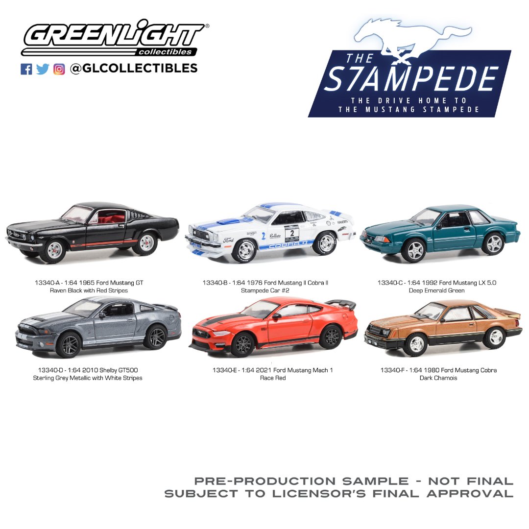 GLCollectibles's tweet photo. The Stampede is here! 🐎Which one are you most excited about? ⚡

# 13340 
Expected Release Date: October 2023
1:64 The Drive Home to the Mustang Stampede Series 1
#GLDeco #Mustang #Ford #Diecast https://t.co/BZ35W0oVEO