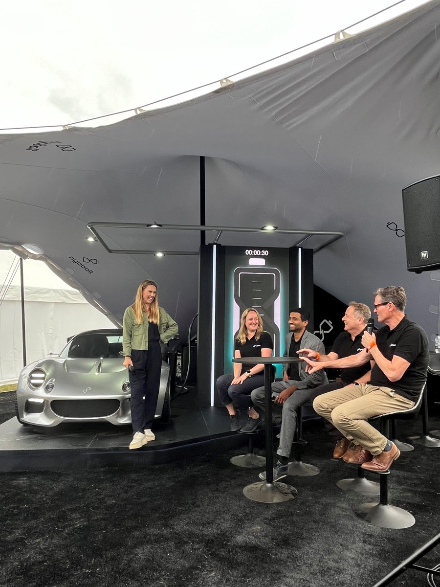 Visit us at stand 3 for our Q&A panel session with our host @imogenbhogal from @FullyCharged at 3:00pm discussing @Nyobolt’s unique technology and how it gives batteries an ultra fast charging time of 6 minutes. #GoodwoodFOS #EV #Fastcharging #morepowerlesstime