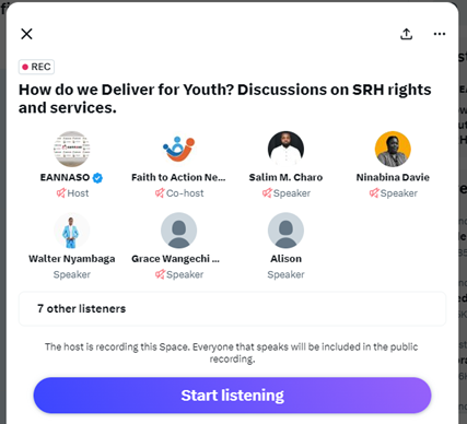 📣📣Happening Now! 

Join the Twitter space on adolescent sexual &amp; reproductive health #ASRH

👉 Twitter Space link: shorturl.at/bosB4 #HealthyAdolescents #SHARP