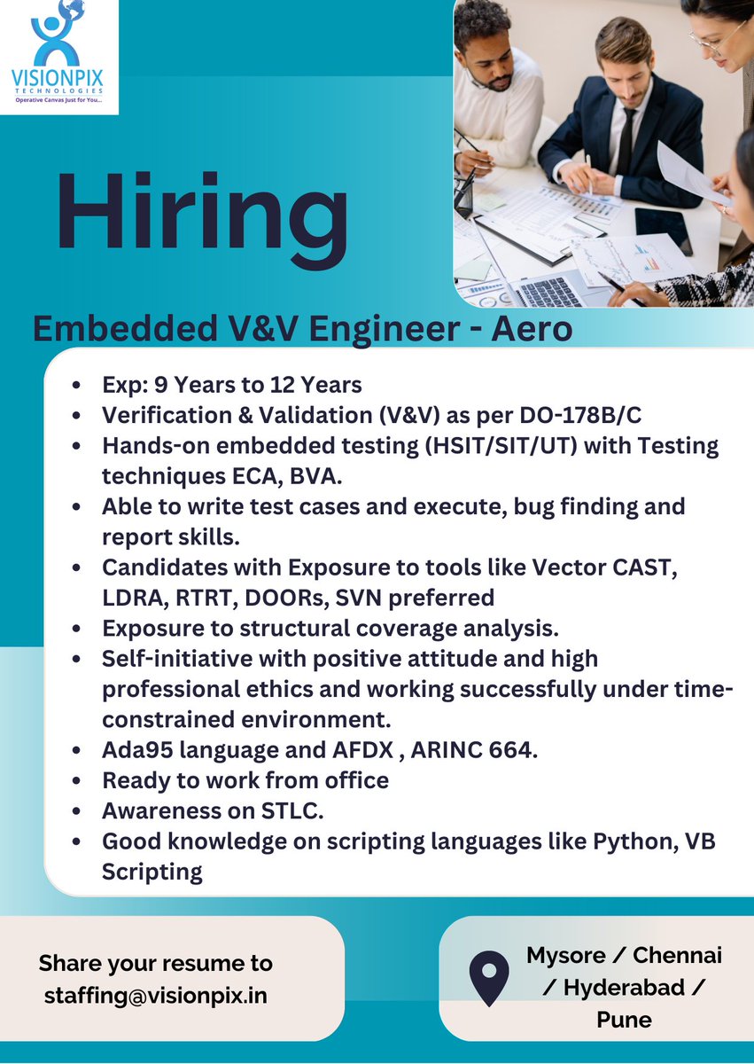 Visionpix_llp's tweet image. Hiring for a MNC,
Eligible candidates share your staffing@visionpix.in.
#hiringimmediately #embeddedsoftware #embeddedengineer #verificationengineer