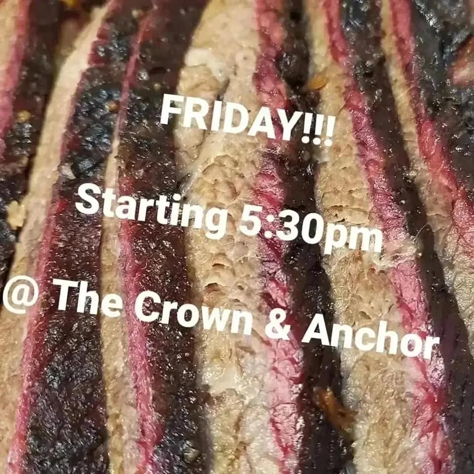 CrownAnchorPub's tweet photo. This evening at the pub, Texas style BBQ starting at 5:30pm 🍺😀

#BBQ #TexasStyleBBQ #CowlicksBBQ #EnglishPub #Pub https://t.co/r1DJ0BfJ9K