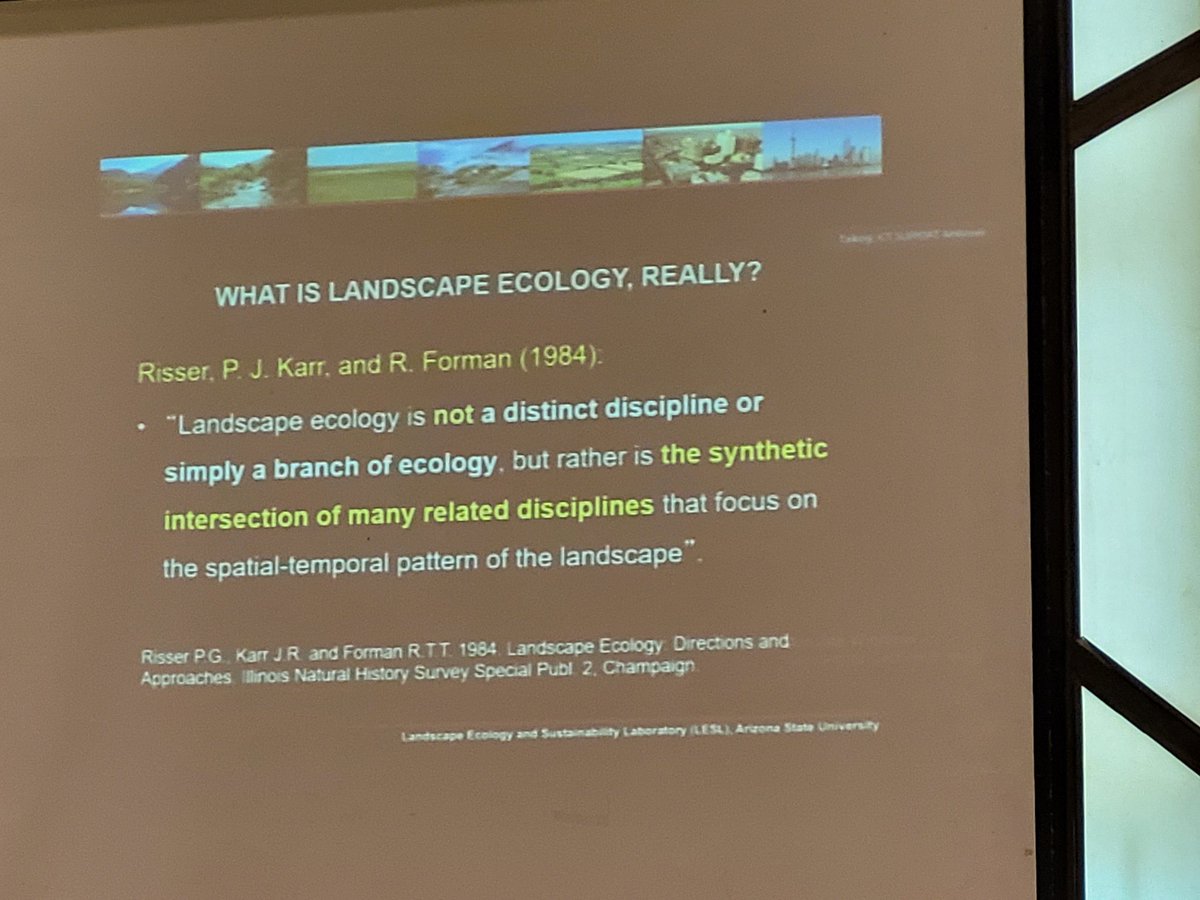 KelegMerham's tweet photo. What is Landscape Ecology? We need to keep requestioning our understanding of our scientific discplines to truly advance the sciences and make a true impact in real life.. #IALE2023 #landscapeecology #actionablescience #Sustainability #SustainableFuture https://t.co/DbhkA0iFkU