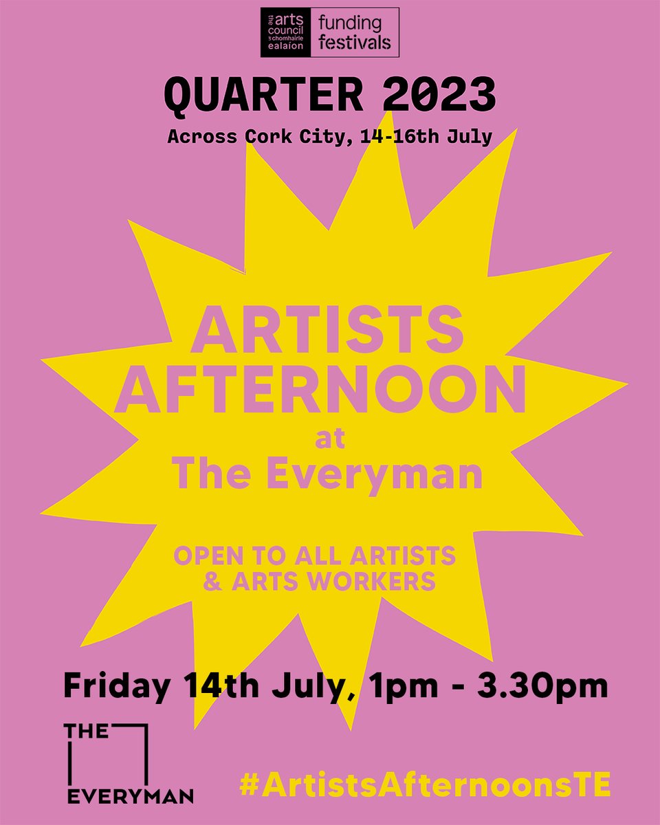 Looking forward to this afternoons Artists Afternoon at @EverymanCork Open to all artists and arts workers in the city, come along for tea and coffee and chats! #ArtistsAfternoonTE