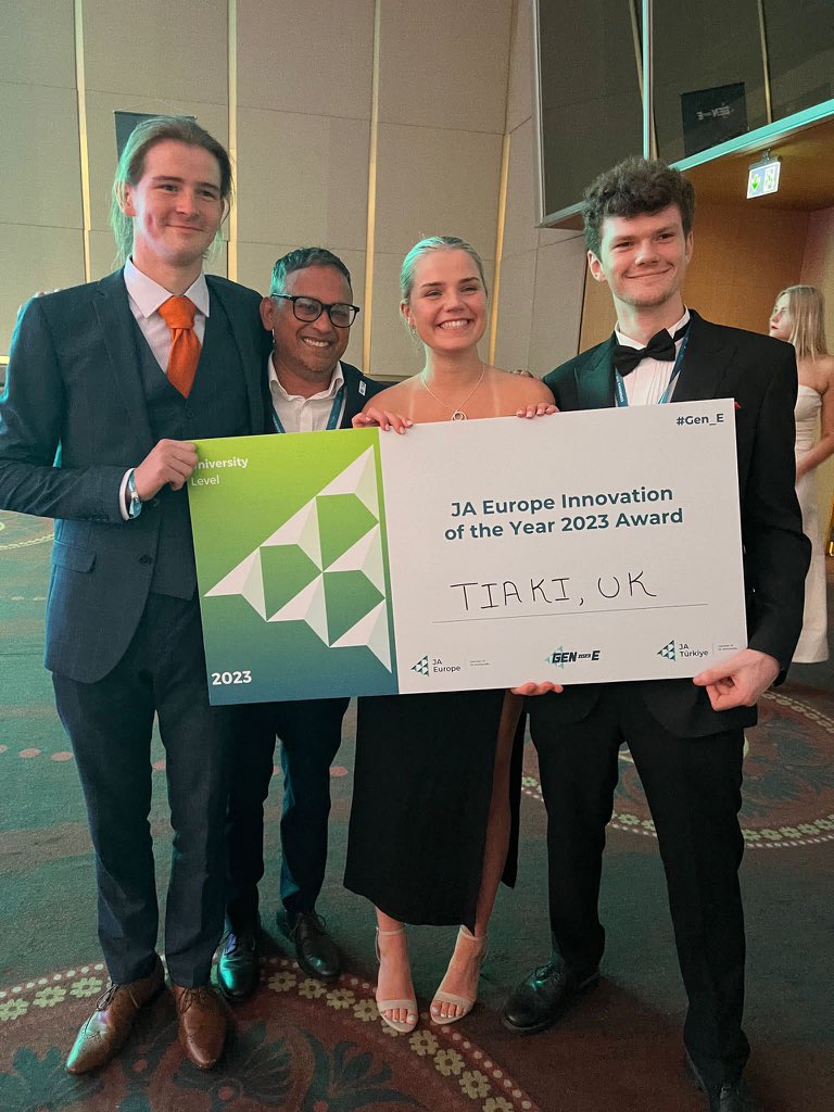 What an achievement! 🤩🤩🤩
Our own team Tiaki has won! Congratulations Dylan, Rosanna, and Samuel on winning the JA Europe Innovation of the Year award! See the full story here 👉loucoll.ac.uk/news/young-ent…