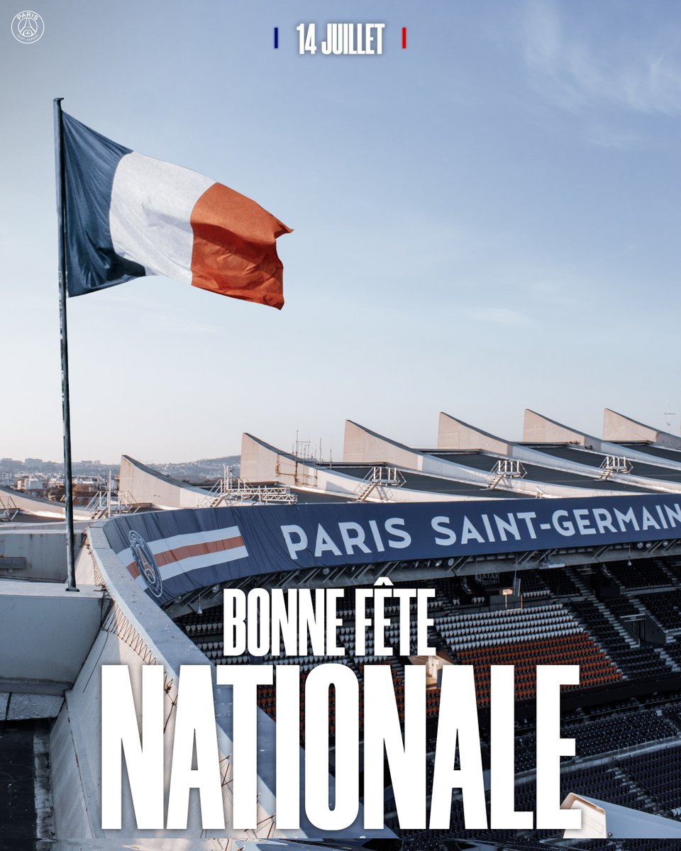 PSG_inside's tweet photo. Une bonne #FêteNationale à toutes et à tous ! 🔵⚪️🔴

#14Juillet https://t.co/w7pd76kLvm