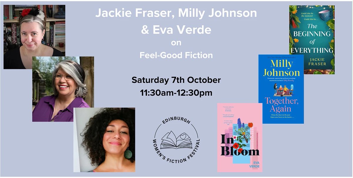 ICYMI: <a href="/millyjohnson/">📚✍️Milly Johnson ✒️🐕🐈‍⬛</a> <a href="/Evakinder/">Eva Verde (is offski)</a> <a href="/muninnherself/">Jack Fraser</a> and I are heading north this October for the EXCELLENT <a href="/EdinBookshop/">The Edinburgh Bookshop</a> <a href="/EdWomensFicFest/">Edinburgh Women's Fiction Festival</a>! 

We're excited for the whole festival, natch, but especially our #RespectRomFic #FeelGoodFiction panel. 

Join us? 

edwomensficfest.co.uk/event-details-…