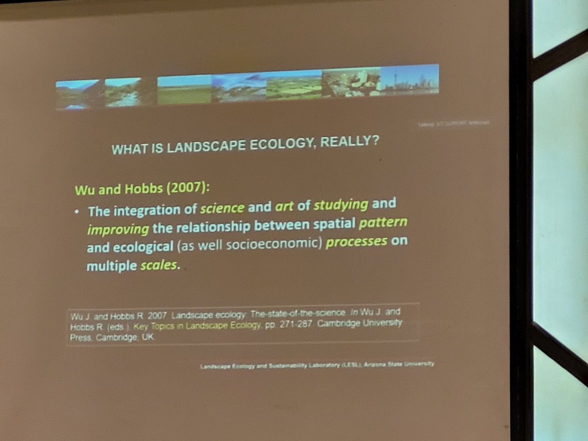 KelegMerham's tweet photo. What is Landscape Ecology? We need to keep requestioning our understanding of our scientific discplines to truly advance the sciences and make a true impact in real life.. #IALE2023 #landscapeecology #actionablescience #Sustainability #SustainableFuture https://t.co/DbhkA0iFkU