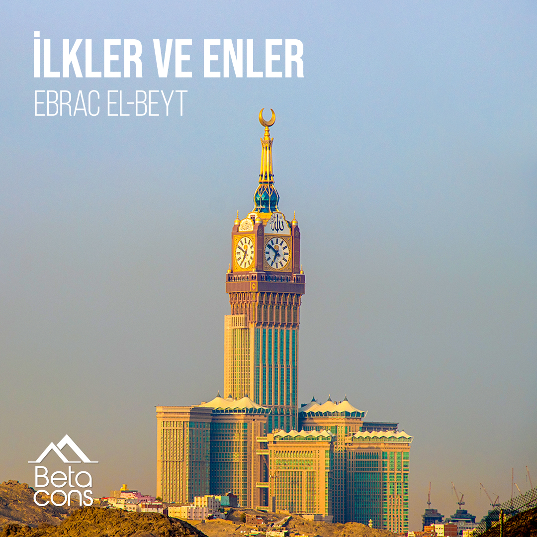 BetaCons's tweet photo. Ebrac El Beyt Kuleleri, Mekke, Suudi Arabistan'da Osmanlı mirası Ecyad Kalesi yıkılıp yerine inşa edilen binalar kompleksidir. 601 metre yüksekliği ile de Suudi Arabistan'ın en yüksek binası, Dünyanın en yüksek ve en büyük otelidir.
#BetaCons #İlklerveEnler #EbracelBeyt https://t.co/dYjMce5zuK