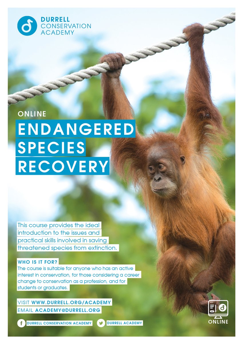 If you are not already following <a href="/Durrell_Academy/">Durrell Conservation Academy</a>, START NOW! A range of inspiring training courses are run throughout the year for conservation professionals and aspiring conservationists across the world. Next up is the brilliant online course, Endangered Species Recovery