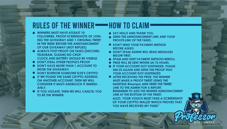 Professor Giveaways Claiming Account tweet media