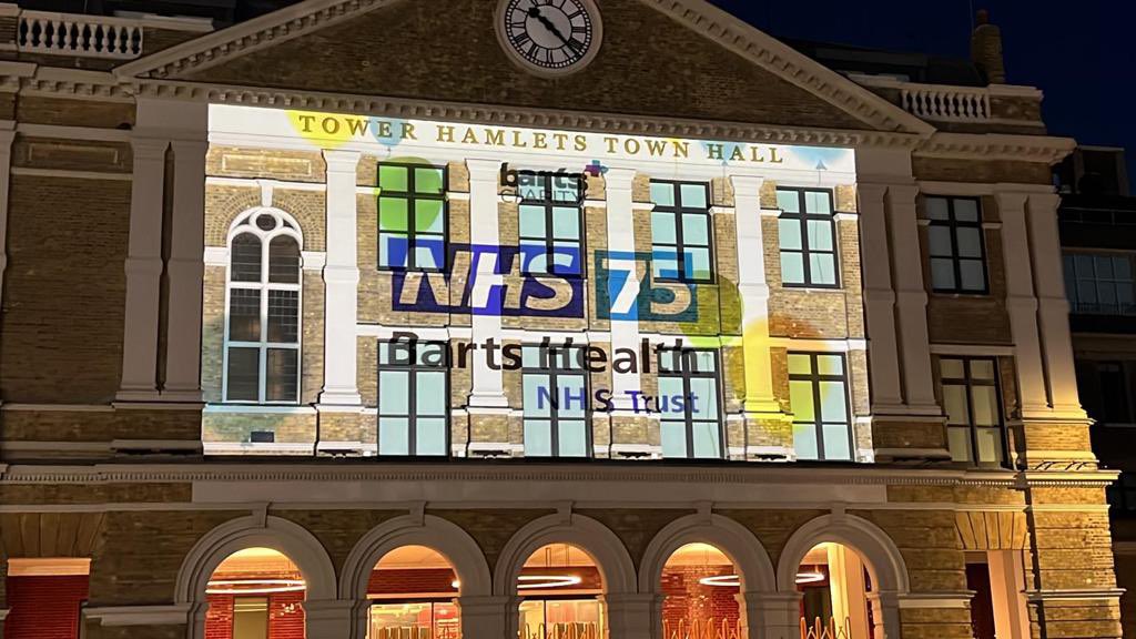 EMFLIVE's tweet photo. Happy 75th Birthday to the NHS projections. https://t.co/1hIhOWbkjs