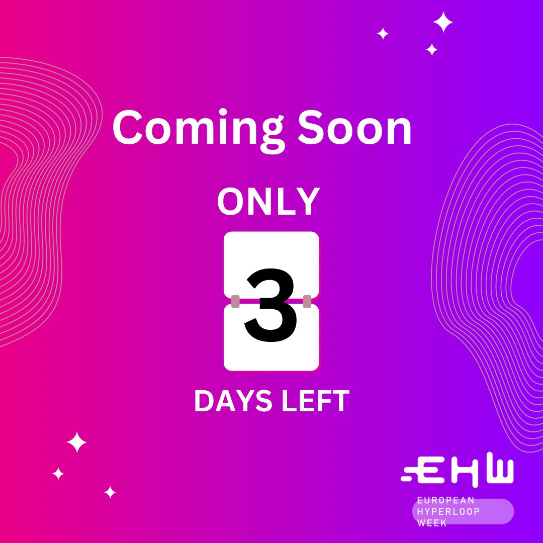 HyperloopWeek's tweet image. We are almost there! Only 3 DAYS!
💥kick-off on Monday, 17th of July. 📆
Get ready for an amazing European Hyperloop Week 🎉
#europeanhyperloopweek #edinburgh #innovation