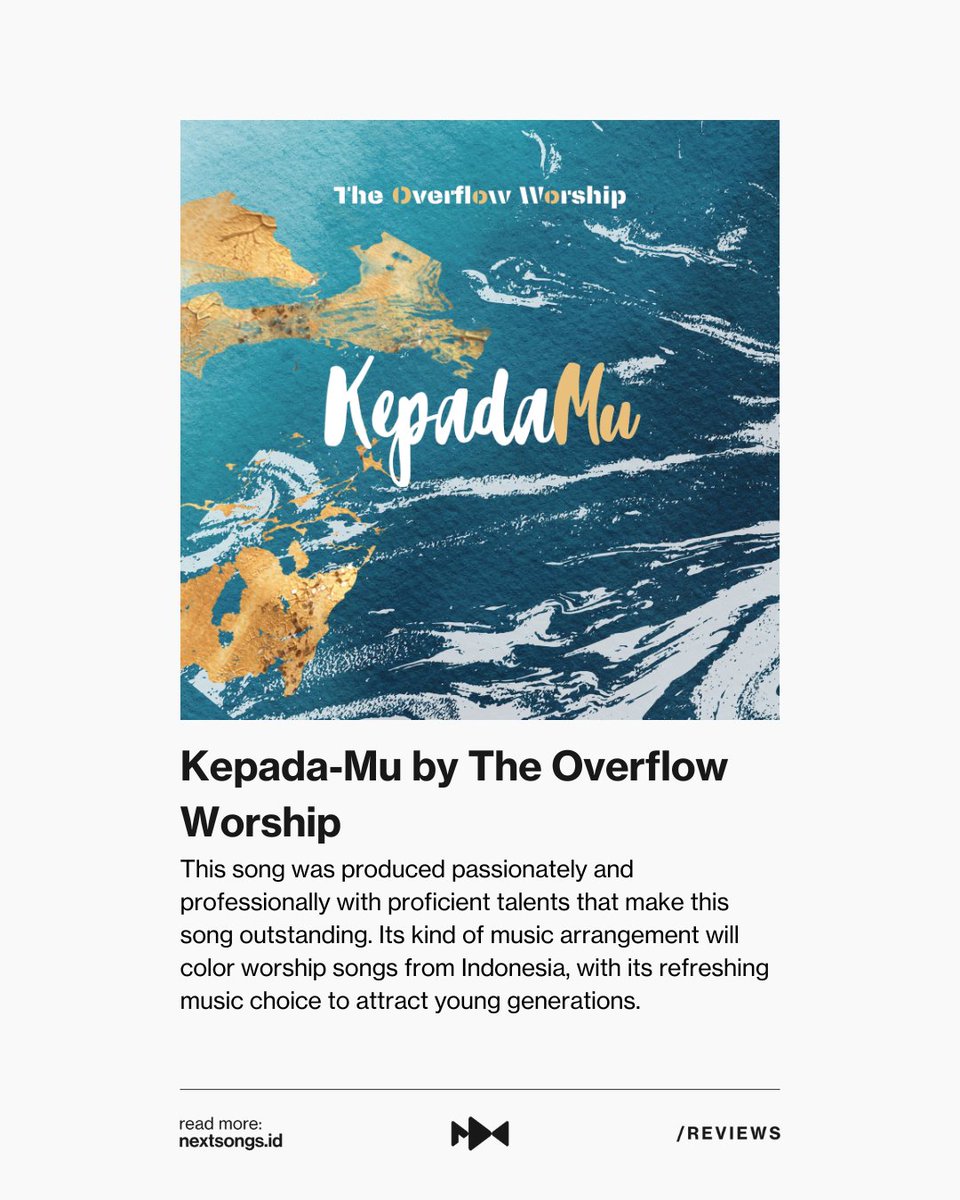 nextsongsID's tweet photo. This song was produced passionately and professionally with proficient talents that make this song outstanding. Its kind of music arrangement will color worship songs from Indonesia.

Read the full review of 'Kepada-Mu by The Overflow Worship' at https://t.co/78jnShLkB4 https://t.co/8XOlDrlKDI