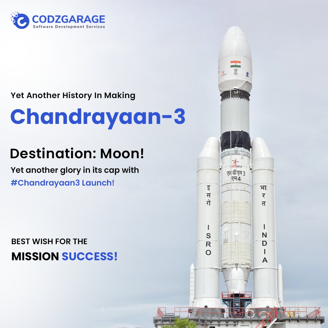 Codzgarage's tweet photo. Destination:🎯Moon!🎯
Brace yourselves as 🌜Chandrayaan-3🌛 takes flight, propelling India's space ambitions to new heights. Join us on this incredible journey of lunar exploration.🤩

#chandrayan3 #chandrayan3launch #isro #space #moon #moonlanding #spacemission #launching https://t.co/esOFizIOs6