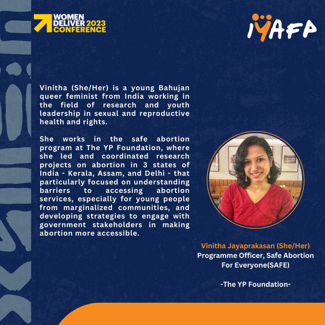 IYAFP's tweet photo. Meet our speaker for our side event at @women_deliver!

@vinitalks strongly believes in building platforms that provide rights-based knowledge and information to create meaningful youth participation and advocacy on issues of SRHR.

#WD2023 #IYAFP https://t.co/VReAdljvD2