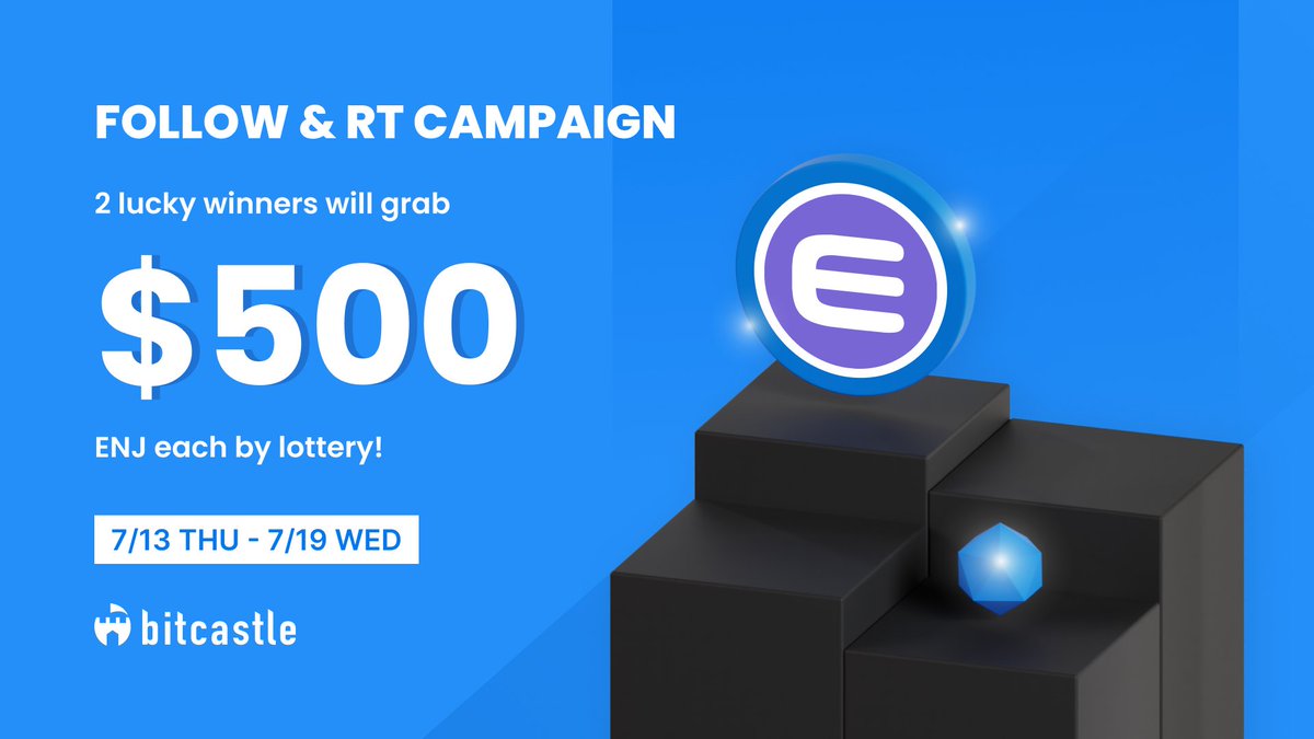 bit_castle's tweet photo. 📅Day2

Follow RT Campaign💙🔁
／
🎁2 lucky winners will grab $500 ENJ each by lottery!
＼
✅Follow us
🔁RT this post

#Crypto
#Cryptocurrency
#Airdrop
#Airdrops
#AirdropCrypto
#Giveaway
#Giveaways https://t.co/i0XTMWOaeT