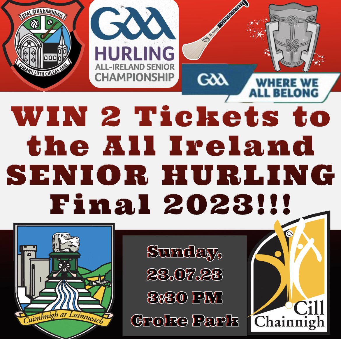 ‼️ All Ireland Hurling Final Tickets Draw ‼️

Limerick 🆚 Kilkenny 

🎟️ 1 Ticket for €5
🎟️ 3 Tickets for €10 

Check out our smart lotto page to enter ⬇️
games.smartlotto.ie/#/pages/prize/…

Draw will take place on Friday 21st July!!
Best of Luck everyone ♥️🖤