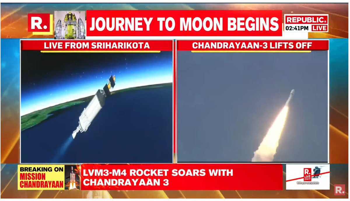 #BREAKING | LVM3-M4 rocket soars with Chandrayaan-3; C25 ignition confirmed.

#Chandrayaan3 #Chandrayaan3Launch #ChandrayaanMission #ISRO #ISRONews   

Tap to WATCH here- youtu.be/FMFqKCpydB4 and stay ahead with Republic.