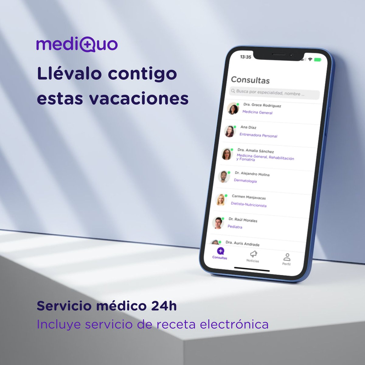 Sabemos que muchos de vosotr@s tomaréis un merecido descanso laboral, pero antes de decir el típico "hasta septiembre 🖐🏻", queremos recordarte que este verano puedes llevarnos contigo, por si las moscas... 🦟 #mediquo #telemedicina #verano