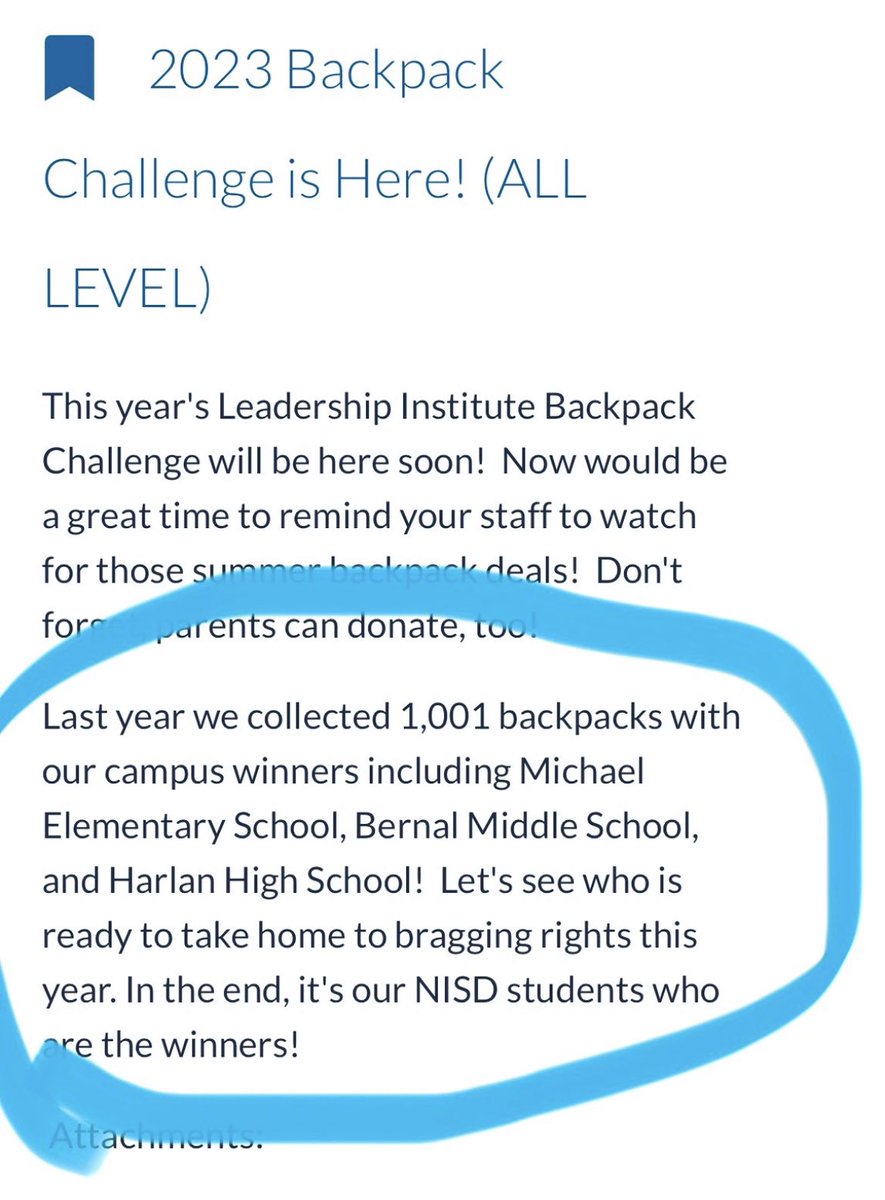KJBuescher's tweet image. HARLAN HAWKS, Let’s fill THE NEST with BACKPACKS as we help NISD students be WINNERS with the 2023 Backpack Challenge. @NISDHarlan @HarlanPtsa @HawksPrideSA #AmazonOrder #WalmartOrder