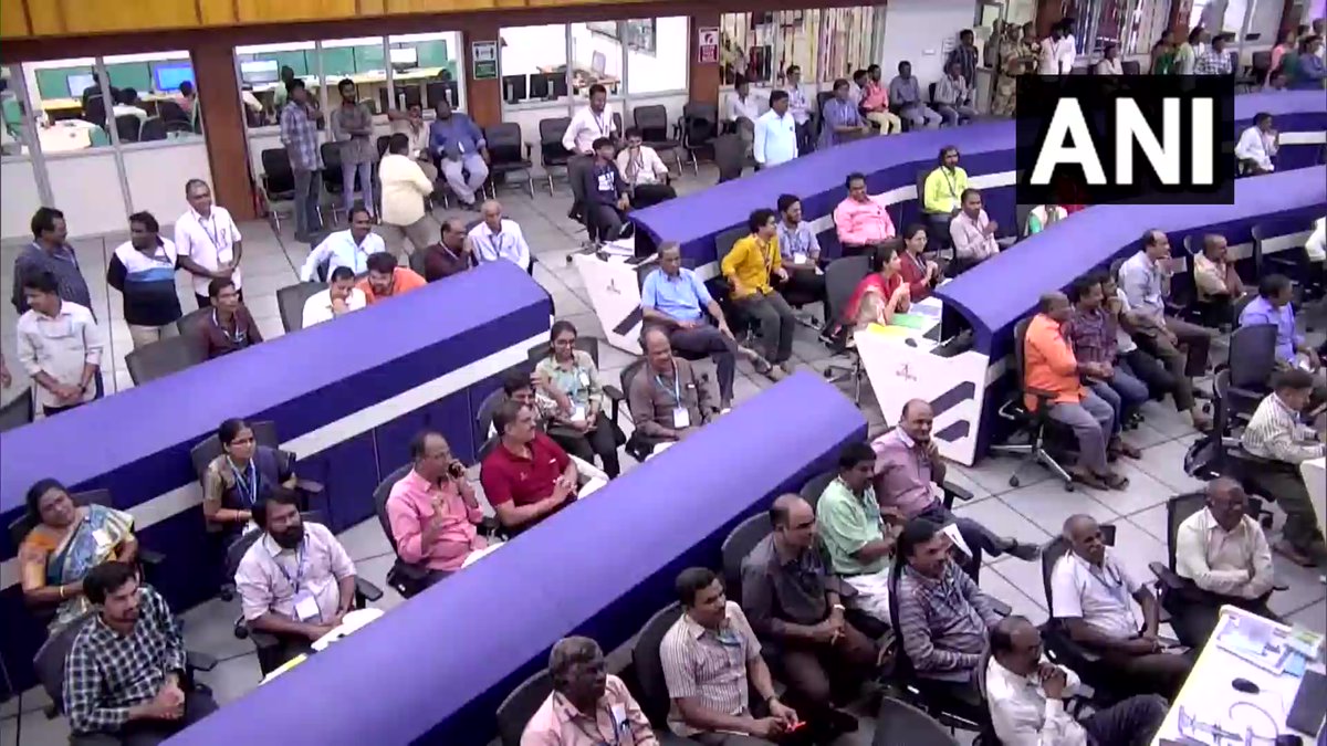 Celebrations at the Indian Space Research Organisation (ISRO) following the successful launch of #Chandrayaan3 into orbit.