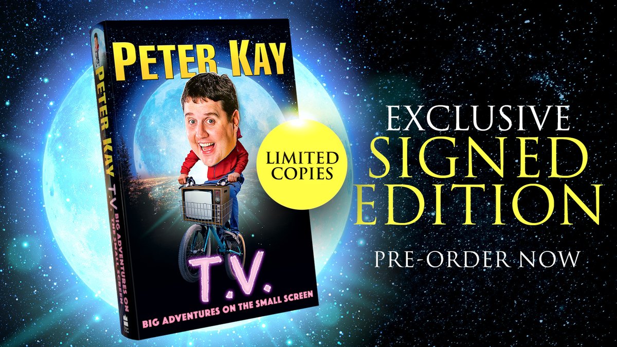 There are a very special number of LIMITED EDITION signed copies of T.V. - BIG ADVENTURES ON THE SMALL SCREEN available. Please pre-order here via the links @WHSmith here lnk.to/PeterKay_TV_wh… and @Waterstones here lnk.to/PeterKay_TV_wa… 📺