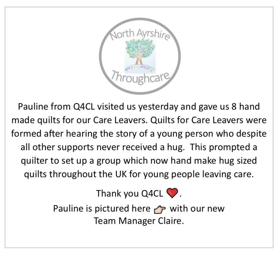 NAThroughcare's tweet photo. Thank you Q4CL ❤️. https://t.co/7DfeXTBNJt #CareLeavers #Q4CL #NAThroughcare @NAHSCP https://t.co/o6shQbvYob