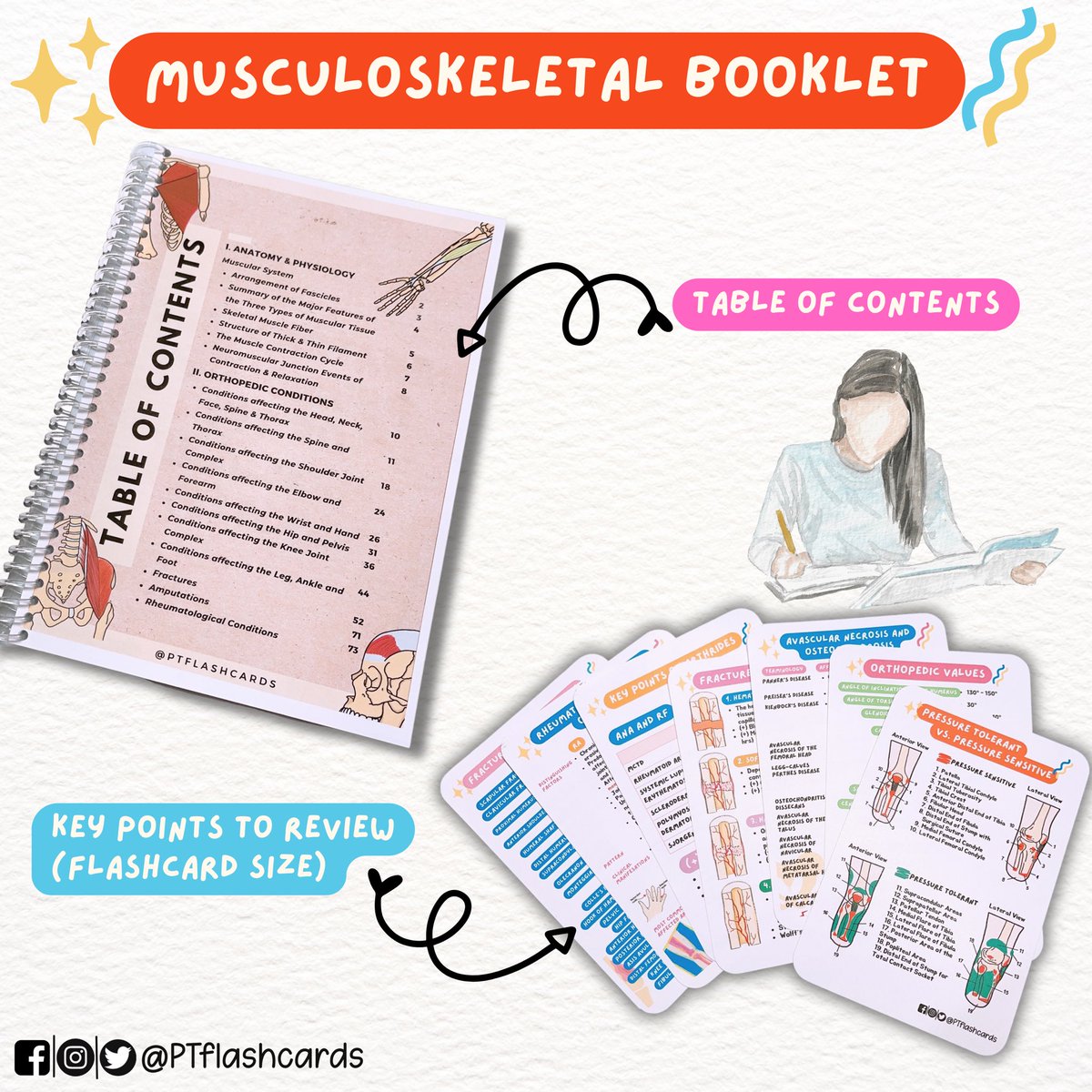 PTFlashcards's tweet photo. MSK Booklet is now available 💯
See attached photo for the contents 📲
DM us for orders! 💯
#MSK #Musculoskeletal #MuscularSystem #Anatomy #Physiology #Studymaterials #Medstudent #Medtwitter https://t.co/bTgfYk5QpI