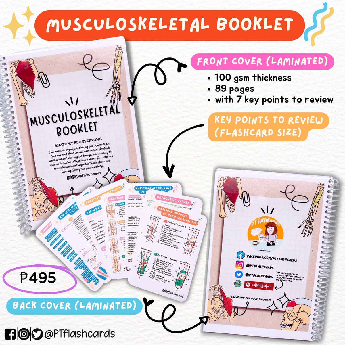 PTFlashcards's tweet photo. MSK Booklet is now available 💯
See attached photo for the contents 📲
DM us for orders! 💯
#MSK #Musculoskeletal #MuscularSystem #Anatomy #Physiology #Studymaterials #Medstudent #Medtwitter https://t.co/bTgfYk5QpI
