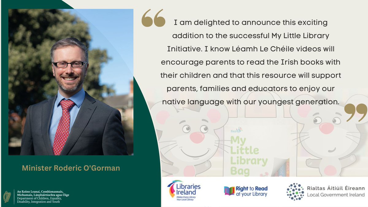 DeptCDE's tweet photo. ๐ฃ Minister @rodericogorman and Minister Heather Humphreys launch Irish Language Story Book Videos as part of My Little Library Initiative 2023. ๐
๐ Read full press release here; https://t.co/Lm6zSeXHJq
#MyLittleLibrary #LรฉamhLeChรฉile https://t.co/jaymZvHmKo