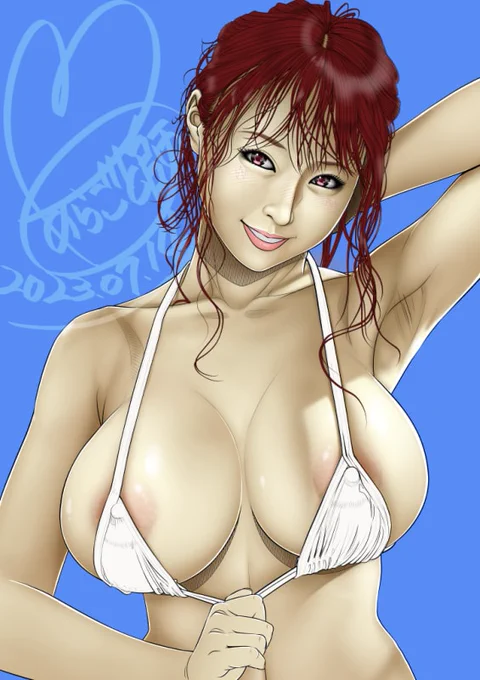 おっぱいを中心に塗り込み～女体はあともうちょいじゃ残りは毛髪と水着じゃながんばれワシ! 