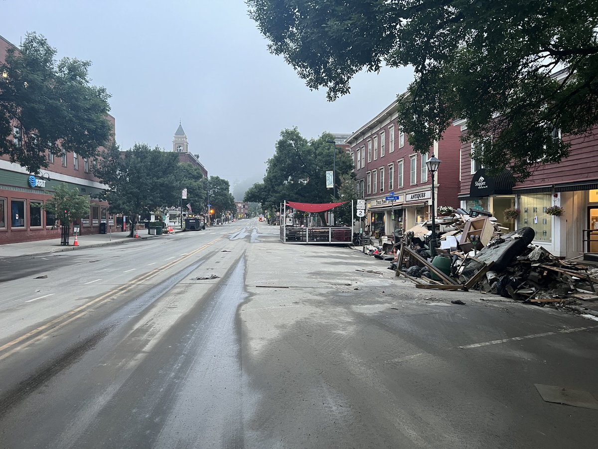 #HappeningNow Downtown Montpelier continues next steps in recovery, breathing a sign of relief after another rounds of severe storms blew through last night.

We’re taking you live to the scene this morning only <a href="/MyNBC5/">MyNBC5</a>