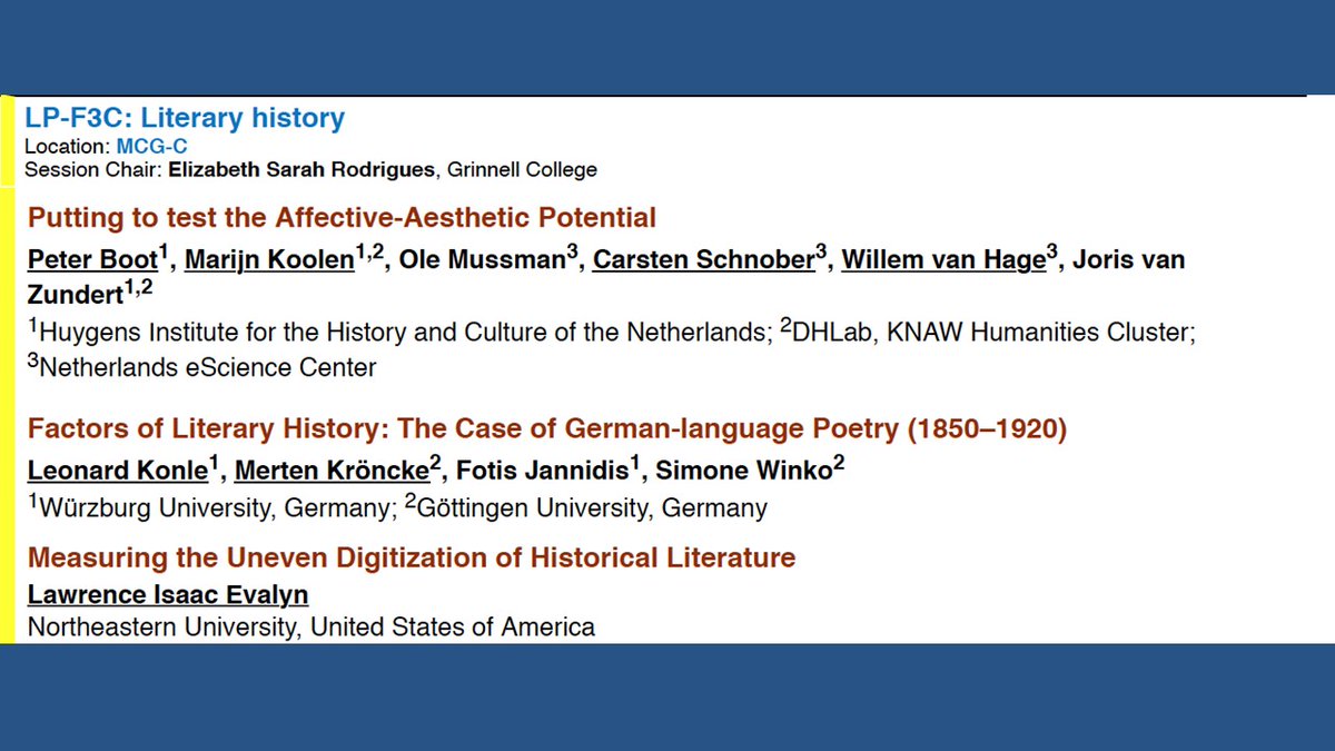 The last group of sessions of #DH2023 is about to start! Join 'LP-F3C: Literary history' -Location: MCG-C