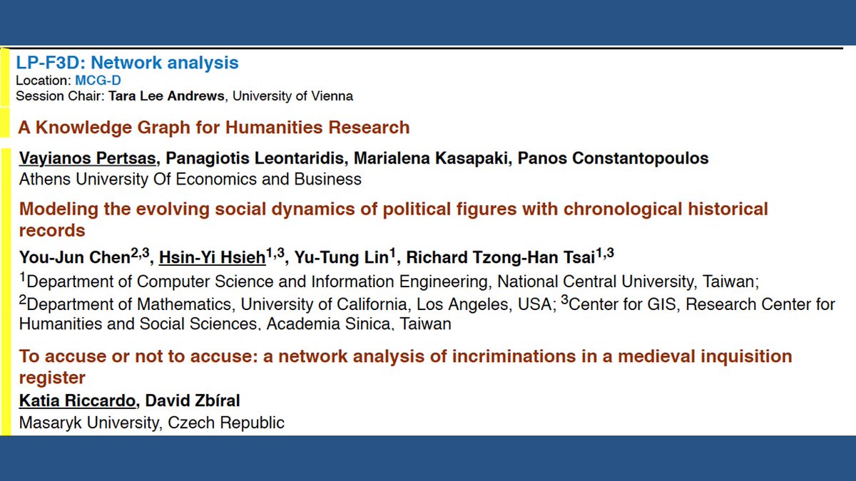 The last group of sessions of #DH2023 is about to start! Join 'LP-F3D: Network analysis' -Location: MCG-D