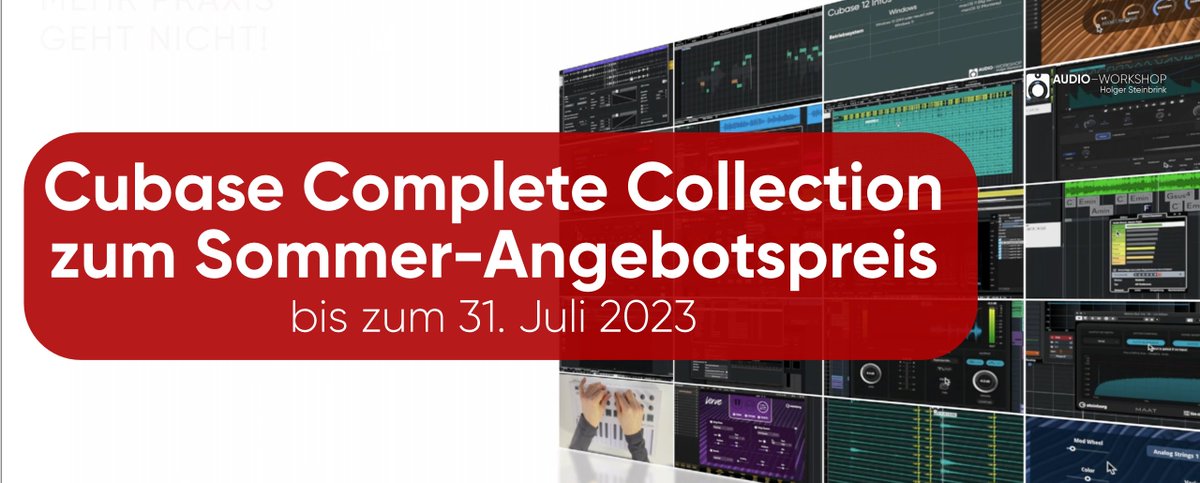 tsching's tweet image. Unser Sommer-Sonderangebot: Die Cubase Complete 12 Collection auf Daten-DVD, das weltweit wohl umfangreichste Tutorial zur aktuellen Cubase-Version (auf Nachfrage zusätzlich auch als Download): audio-workshop.net/produkt-katego…