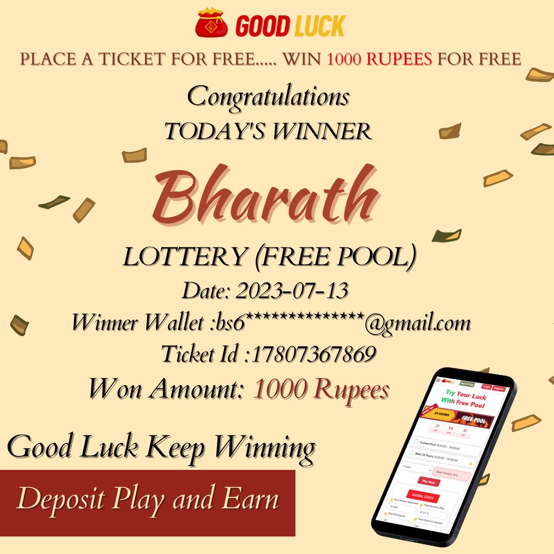 GoodLuck_Games's tweet photo. Congratulations to the TODAY WINNER 👏👏👏 please login to https://t.co/L4LLx2s3rQ and win 1000 rupees daily. https://t.co/7ORDEvbnvN