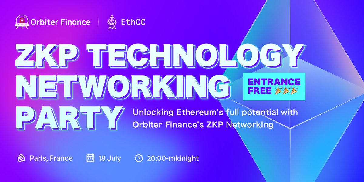 Orbiter_Finance's tweet photo. 🛸 Orbiter's ZKP Technology Networking Party at @EthCC is coming!
We will host a thrilling boat party in Paris on July 18th! 
Join us for an unforgettable experience. 
The evening agenda includes opening activities, expert panel discussions, social networking, and a vibrant rave! https://t.co/eqDQiJ1IIO