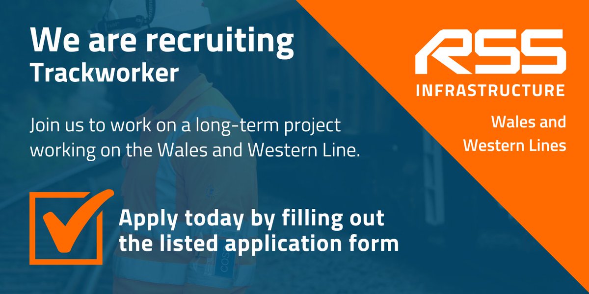 RSS_Infra's tweet photo. Trackworker 📢
📍 #Wales and Western Lines

Complete our application form⤵
🔗 https://t.co/uRggV2jQ1n
For more information or to apply⤵
🔗 https://t.co/vdOnvcH8EF
📞 07436 348 293
📧 becky.clift@rssinfrastructure.com

#ukjobs #jobs #railjobs #walesjobs #Trackworker https://t.co/SMho0yAuYE